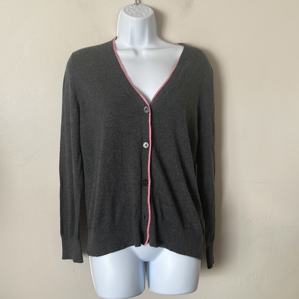 Court & Rowe Cardigan Ivy League Button Front Gray Pink New